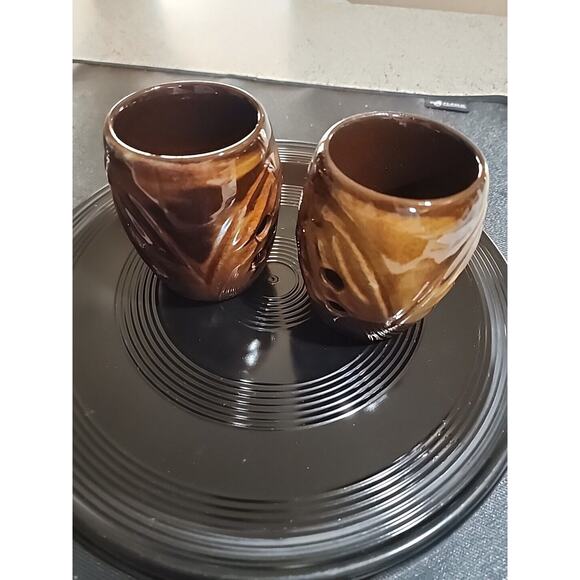 Vintage OMC Otagiri Japan Redware Pottery Owl Candle Brush Pencil Holder Cups - Picture 5 of 7